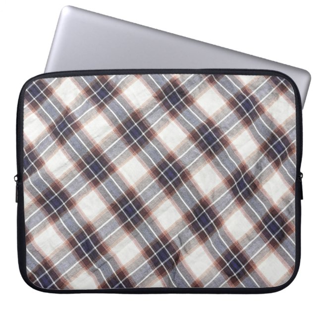Gingham ekologisk bomull på hösten färg.  laptop fodral (Framsidan)