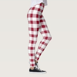 Gingham Elegant jul Mönster Red White Leggings