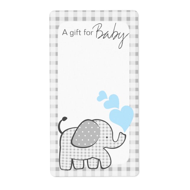 Gingham Elephant Bok Märkres Blue Hearts Fraktsedel (Framsidan)