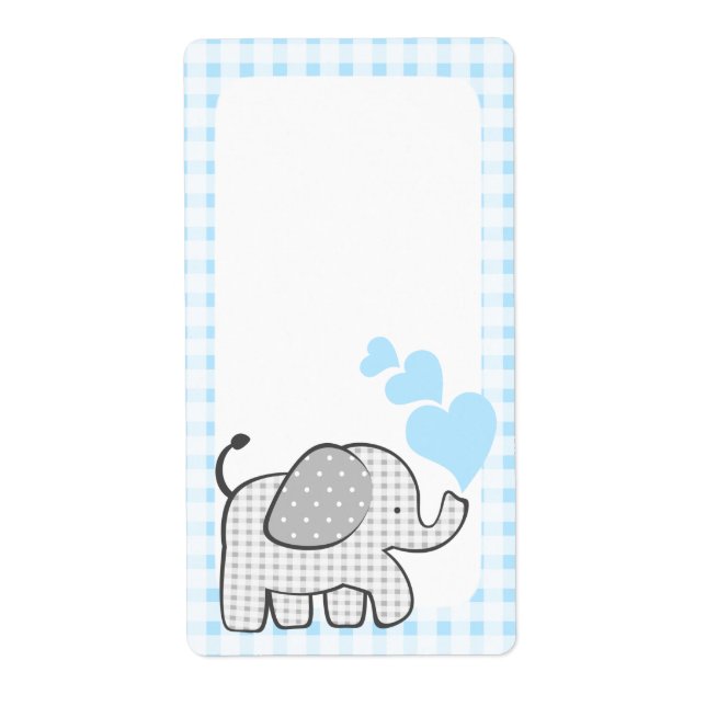 Gingham Elephant Bok Märkres Blue Hearts Fraktsedel (Framsidan)