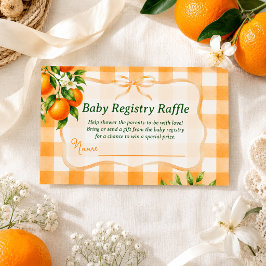 Gingham En liten sötis Orange Baby Shower Lotteri Tilläggskort