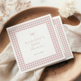 Gingham Enkel Rosé Flicka Bebis Shower Pappersservett