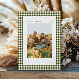 Gingham Family Photo Classic och Elegant Julkort