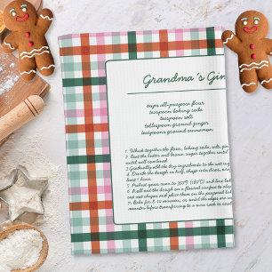 Gingham Family Recipe Keepsaké Kökshandduk