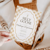 Gingham Fånig Goose Play Baby Shower-inbjudan