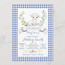 Gingham farm fårdusch inbjudningar