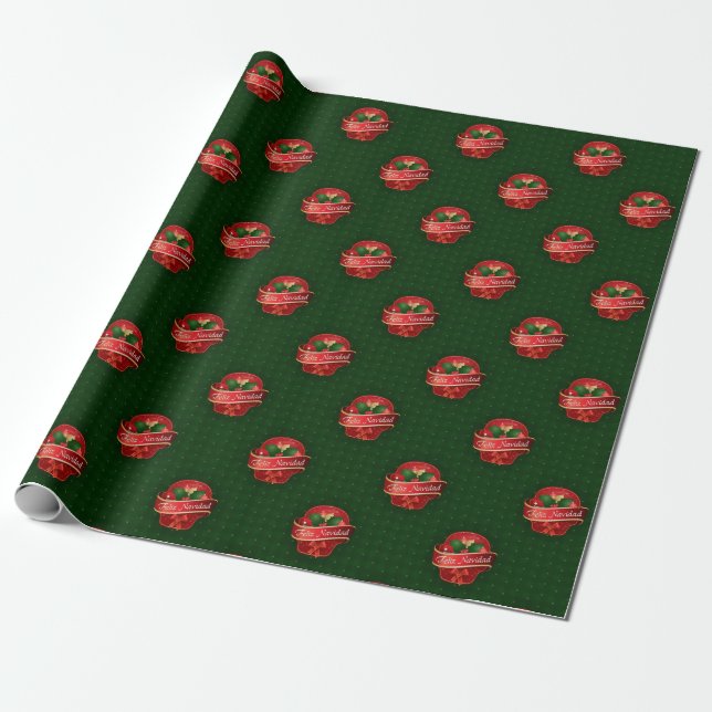 Gingham Feliz Navidad Presentpapper (Utrullad)