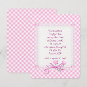 Gingham Flicka Inbjudningar