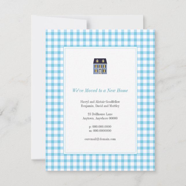 Gingham flyttar hem - underrättelse meddelande (Framsida)