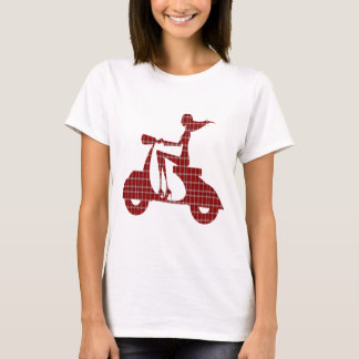 gingham för vit för flickasparkcykel röd tee shirt