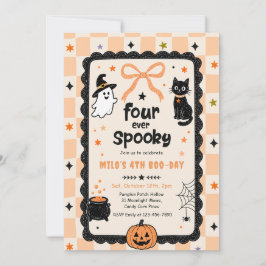 Gingham Four Ever Kuslig Halloween Födelsedag Inbjudningar