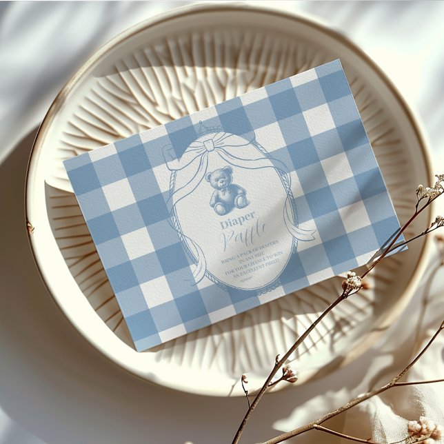 Gingham Fransk Teddybjörn Blöja Lotteri Tilläggskort (Skapare uppladdad)