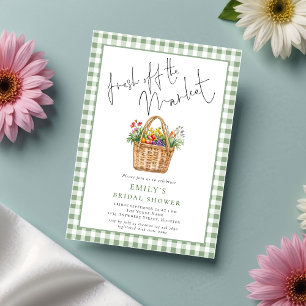 Gingham Fresh off Market Script Möhippa Inbjudningar