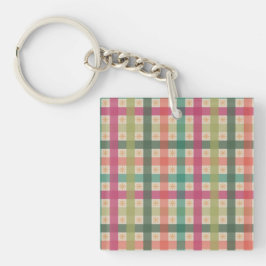 Gingham & Geometriskt Blommönster Akryl Nyckelring