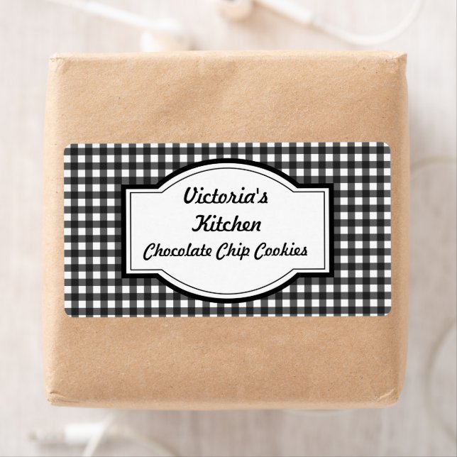 Gingham Gift Märkre Personlig Kitchen Labels Fraktsedel (Insitu)