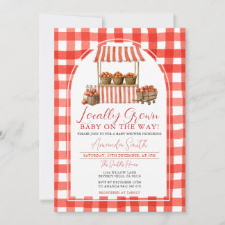 Gingham Gingham, för lokalt odlad äppelmarknad Inbjudningar