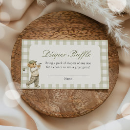 Gingham Golf Baby Shower Blöja Lotteri Tilläggskort