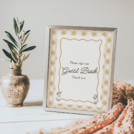 Gingham Goose Baby Shower Guest Bok-tecken Poster