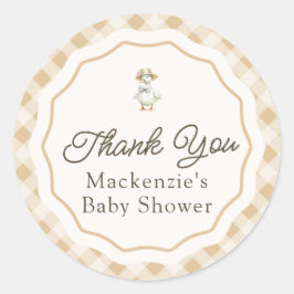 Gingham Goose Baby Shower Tack Sticker Runt Klistermärke