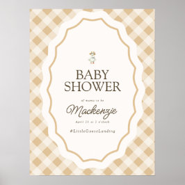 Gingham Goose Baby Shower Välkomstskylt Poster