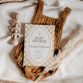 Gingham Goose Gender Neutral Baby Shower Inbjudan
