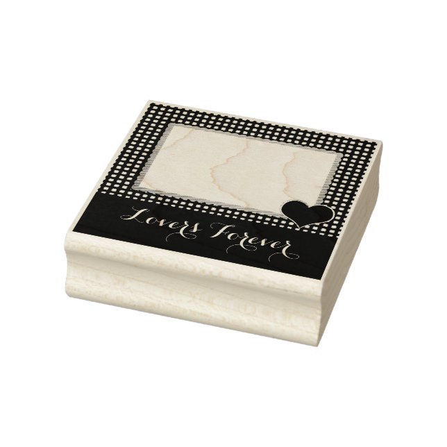 Gingham Gräns Corner Heart Stamper Anpassningsbar  Stämpel (Stämpel)