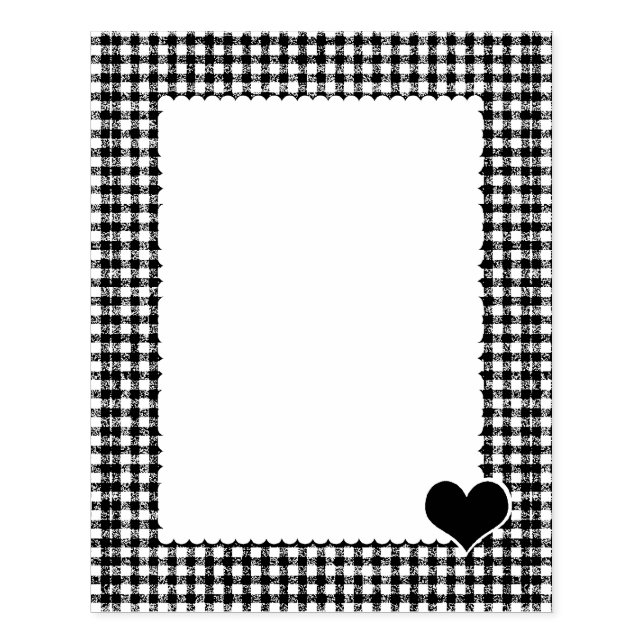 Gingham Gräns med Corner Heart Stamper Stämpel (Tryck)
