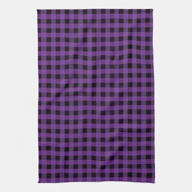 Gingham Grape and Black Kökshandduk (Vertikal)