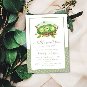Gingham Greenery Sweet Pea in Pod Baby Shower Inbjudningar