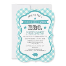 Gingham Grillfest Nyfödd Baby Shower Inbjudan / Aq