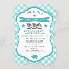 Gingham Grillfest Nyfödd Baby Shower Inbjudan / Aq