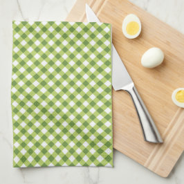 Gingham Grön Vit Enkel Kökshandduk