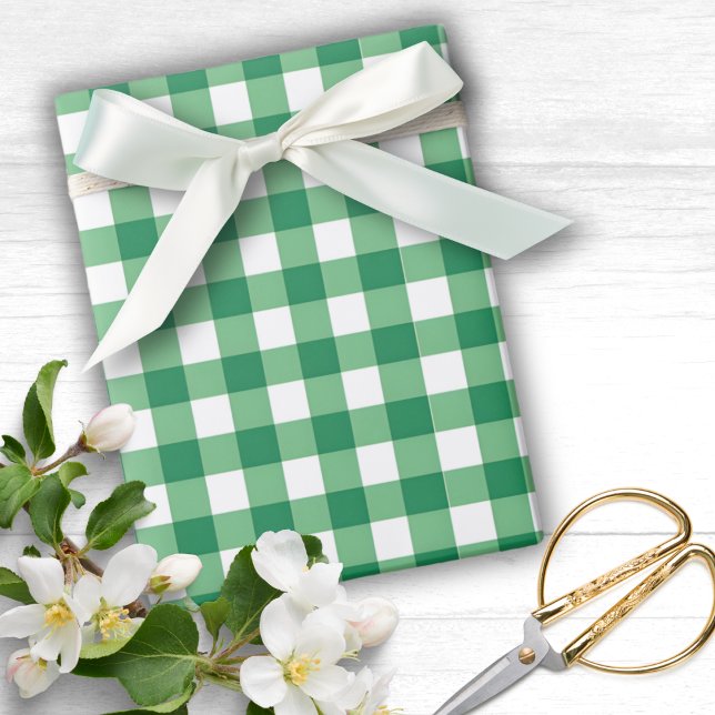 Gingham Grönt and White Play Presentpapper (Gingham Green And White Plaid Wrapping Paper
)