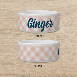 Gingham Grönt Rosa Hund Cat Pet Bowl