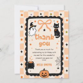 Gingham Halloween födelsedag tackkort