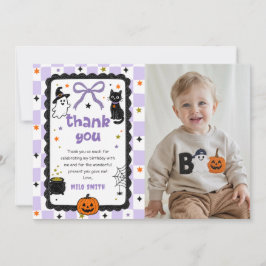 Gingham Halloween födelsedag tackkort