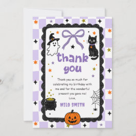 Gingham Halloween födelsedag tackkort