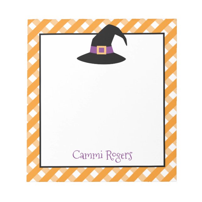 Gingham Halloween Witch Hat Personlig Anteckningsb Anteckningsblock (Framsida)