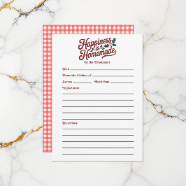 Gingham Happiness är Homemade Helgdag Recept Card