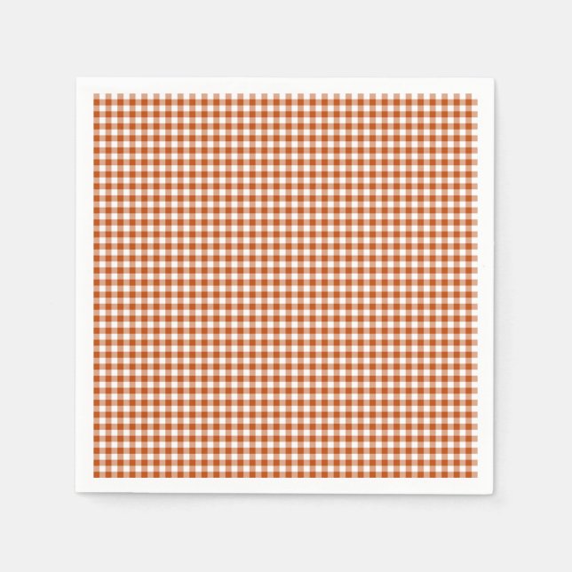Gingham-Harvest Orange-Papper Napkins Pappersservett (Framsidan)