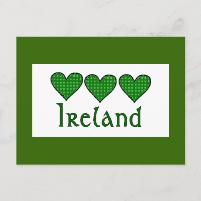 Gingham Hearts Ireland Vykort (Framsida)