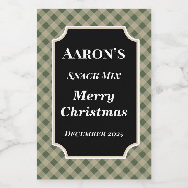 Gingham Helgdag Food Kitchen Labels Gift Stickers Mat Etikett (Singel etikett)