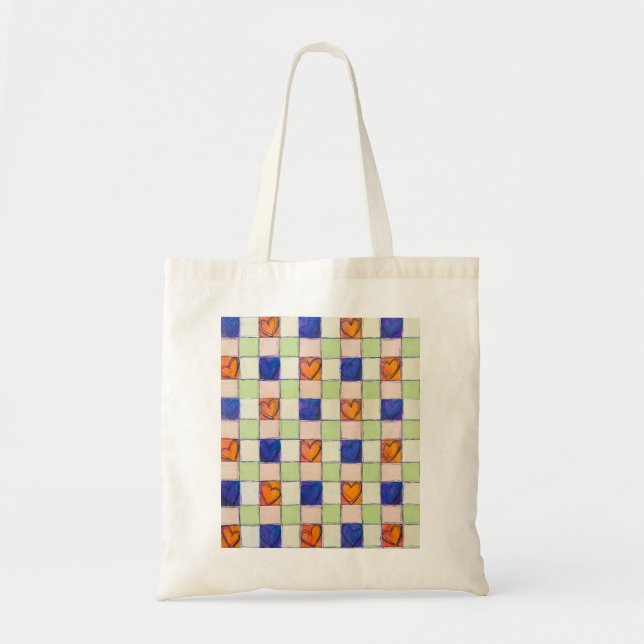 Gingham hjärta shopping Tote Tygkasse (Framsidan)