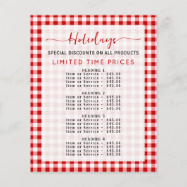 Gingham Holiday Special Jul Prislista Meny