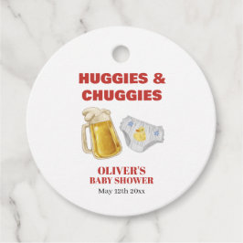 Gingham Huggies Chuggies Beer Diaper Baby Shower Gåvor Etiketter