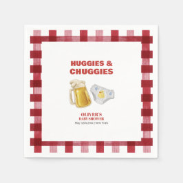 Gingham Huggies Chuggies Beer Diaper Baby Shower Pappersservett
