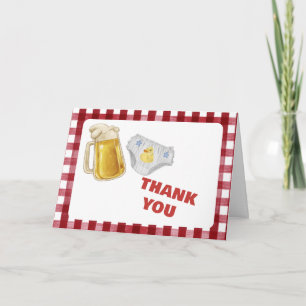 Gingham Huggies Chuggies Öl Blöja Baby Shower  Tack Kort