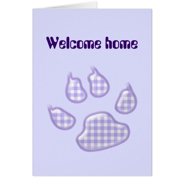 gingham hund tass - lila hälsningskort (Framsidan)