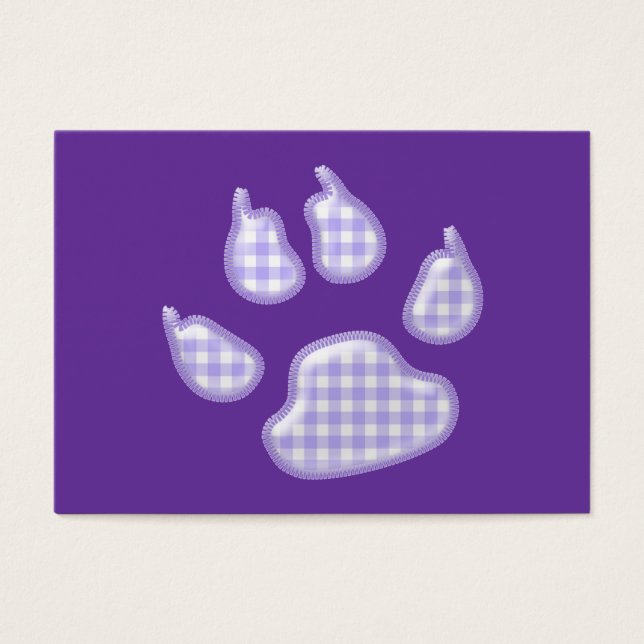 gingham hund tass - lila visitkort (Framsidan)