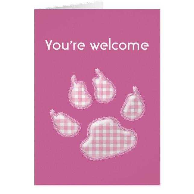 gingham hund tass - rosa hälsningskort (Framsidan)